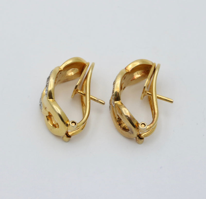 Vintage Diamond and 14K Gold Curb Link Earrings