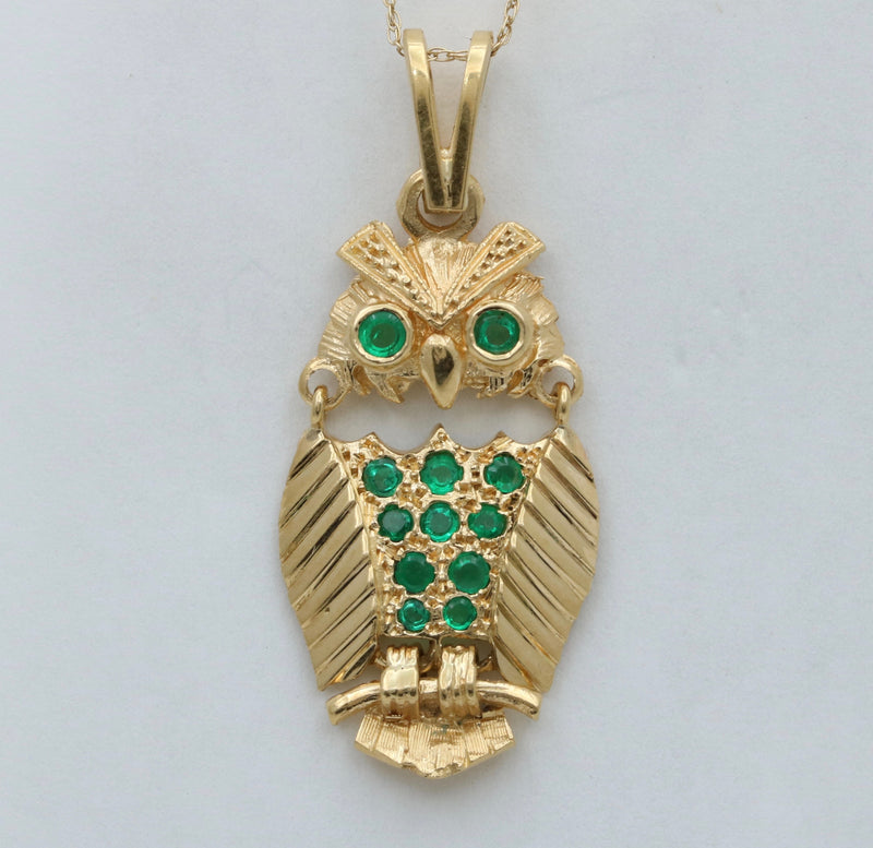 Vintage 18K Gold Owl Charm