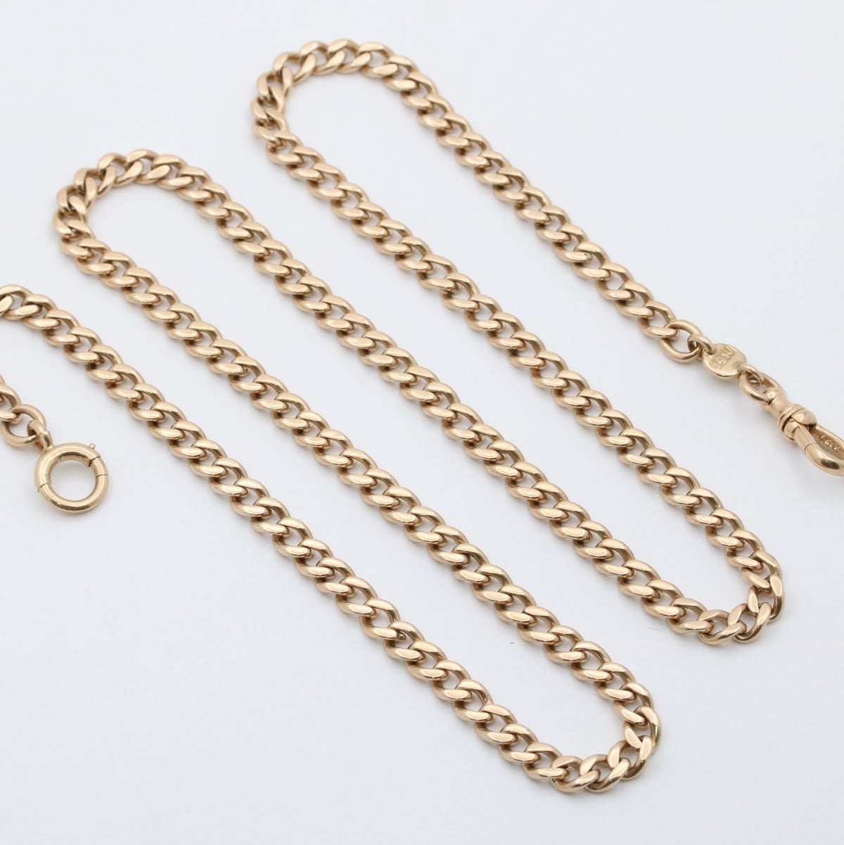 Art Deco 14K Gold Curb Link Chain, 23” Long