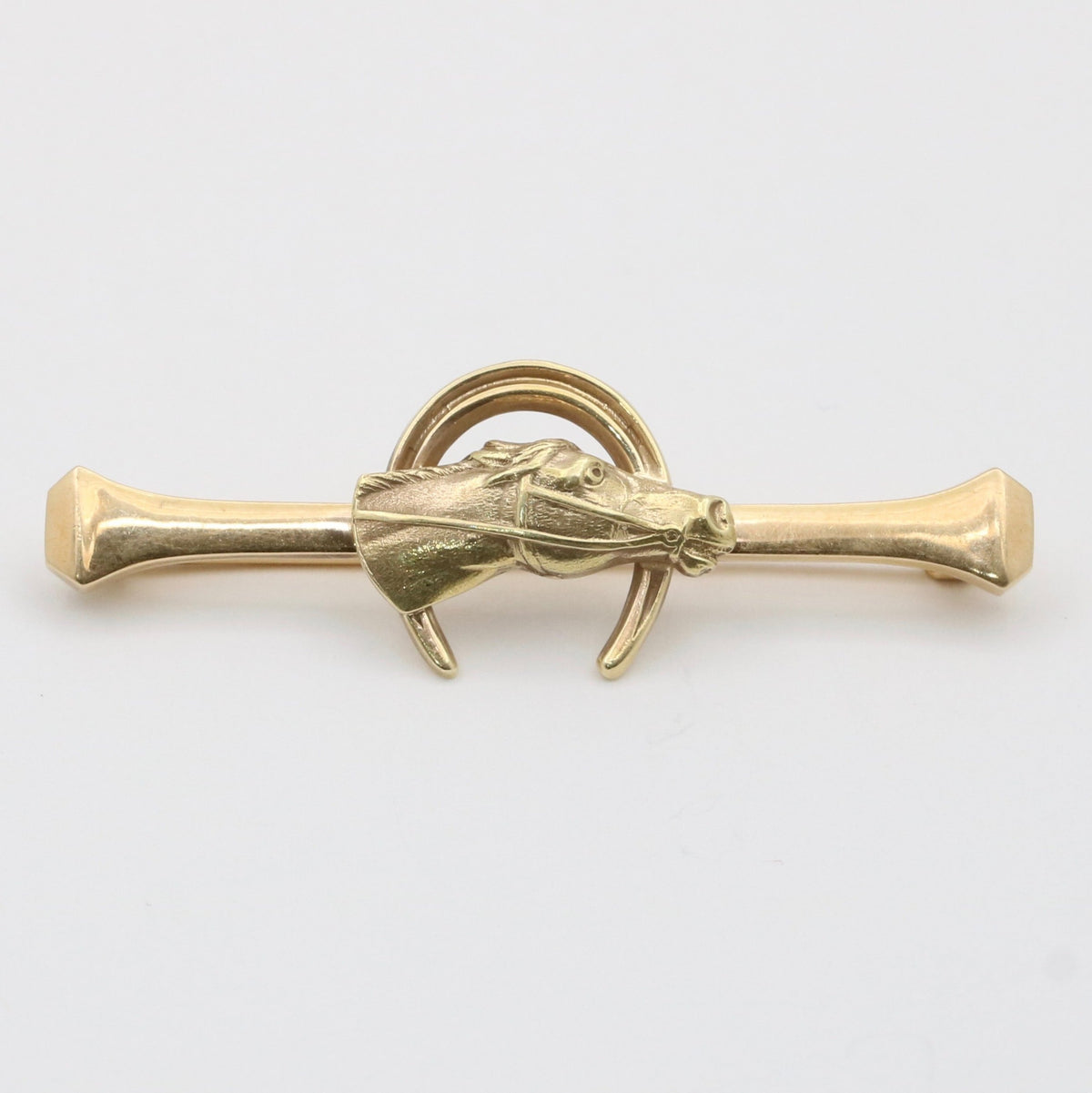 Antique 14K Gold Equestrian Horse Bar Pin