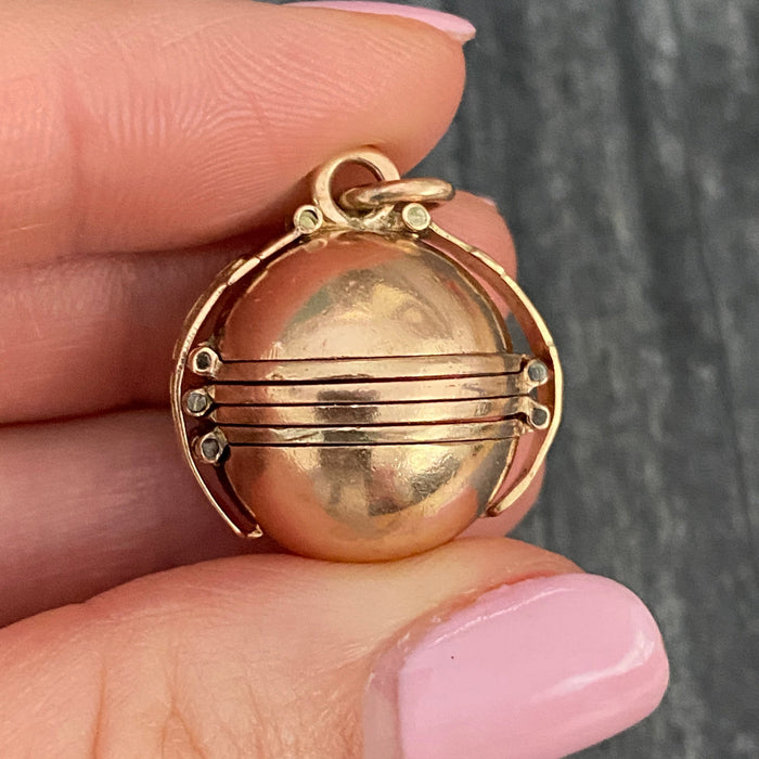 Victorian 14K Gold Orb Locket Charm, 23.8 Grams