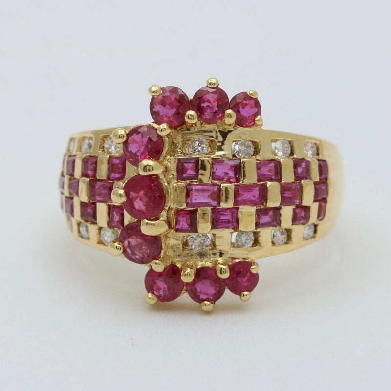 Vintage Ruby and Diamond Buckle Ring
