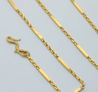 Vintage 24K Gold Bar Link Chain, 18.5” Long