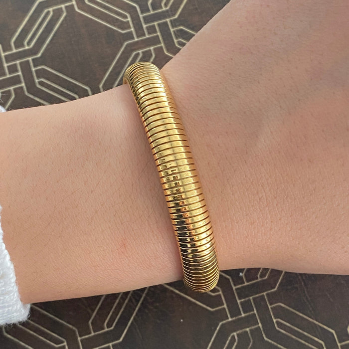 Vintage 14K Gold Tubogas Bracelet, 6.5” Long