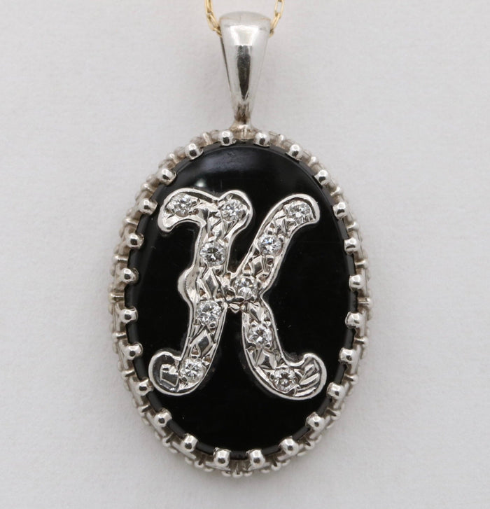 Vintage Diamond and Onyx Initial “K” Charm