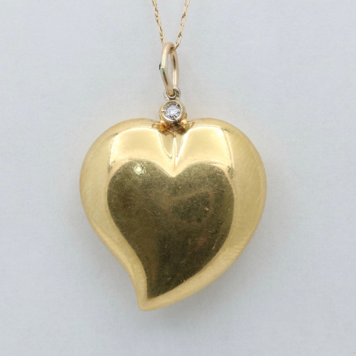 Vintage 18K Gold and Diamond Puffy Witch’s Heart Charm