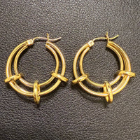 Unusual 14K Gold Tubular Cage Hoop Earrings