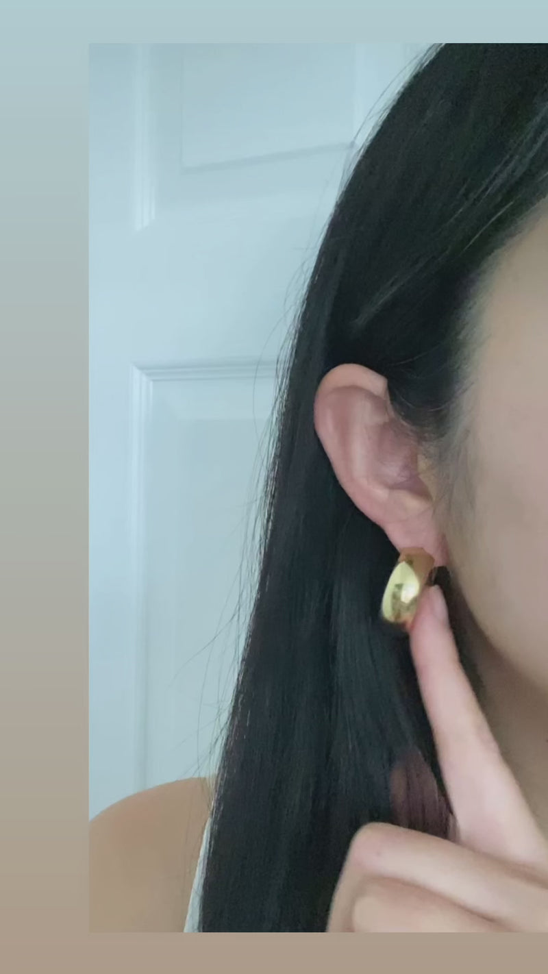 Wide 14K Gold Hoop Earrings