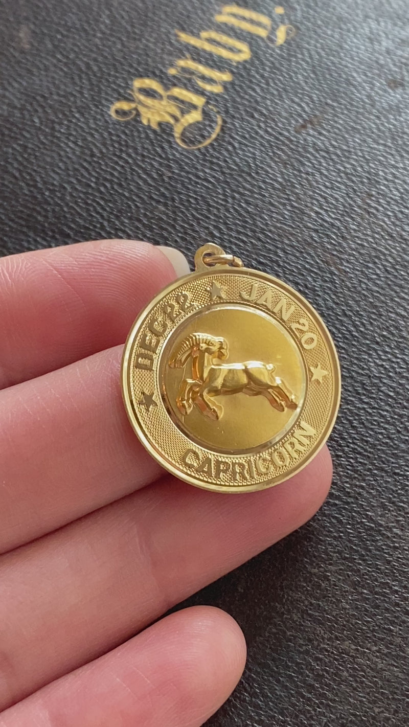 Zodiac 14K Gold Capricorn Disc Charm