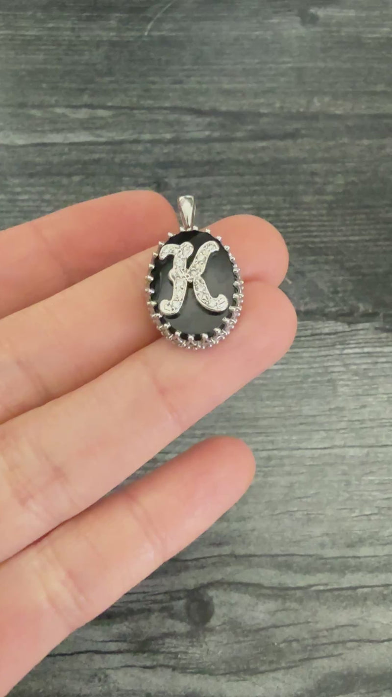 Vintage Diamond and Onyx Initial “K” Charm