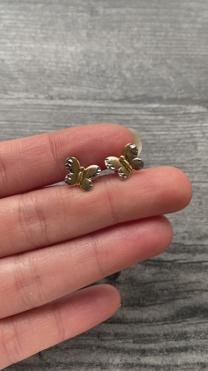 Sweet 18K Gold Butterfly Stud Earrings