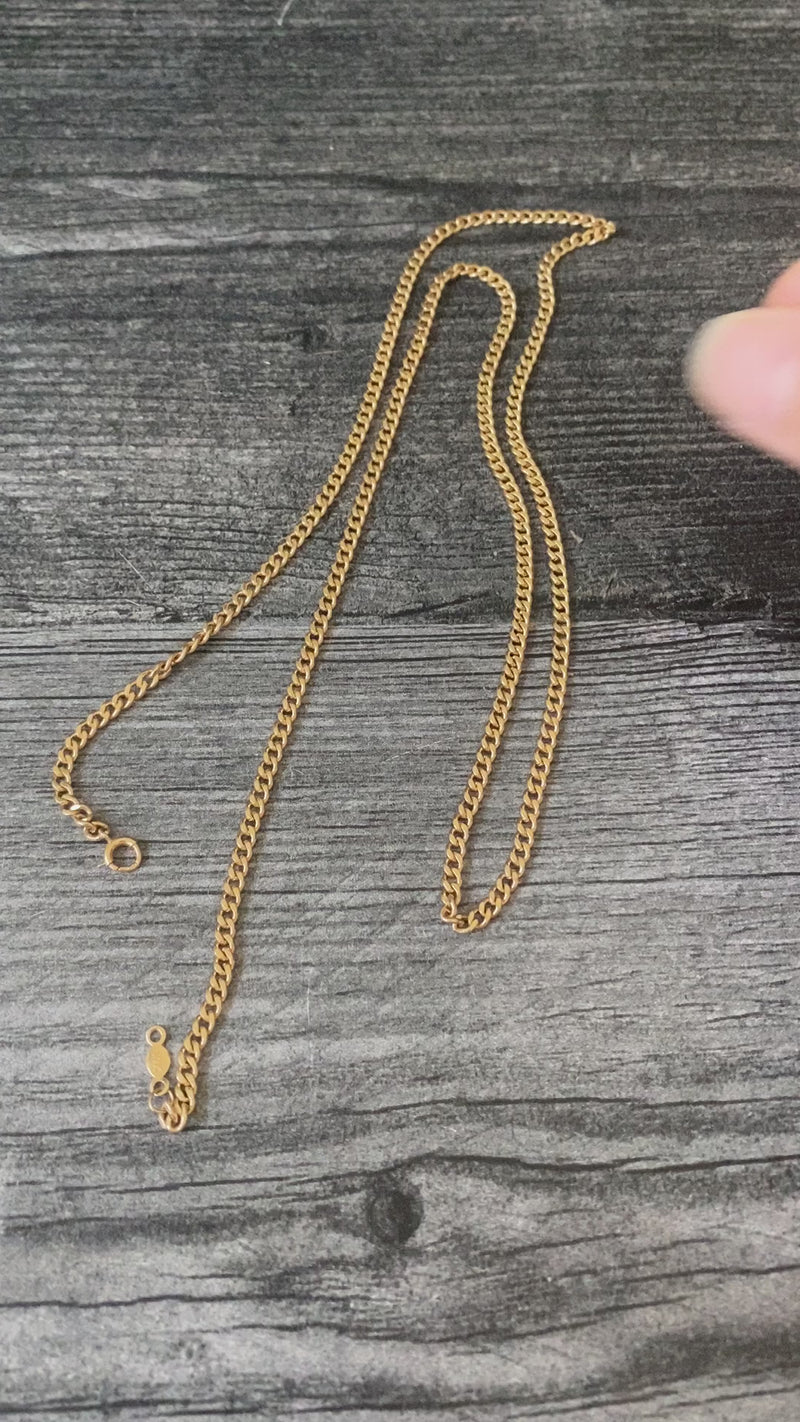 Vintage 14K Gold Everyday Flat Curb Link Chain, 22.5” Long