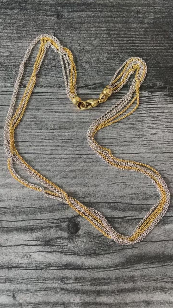 Vintage 14K Bicolor Gold Multi Strand Cable Link Chain, 17” Long