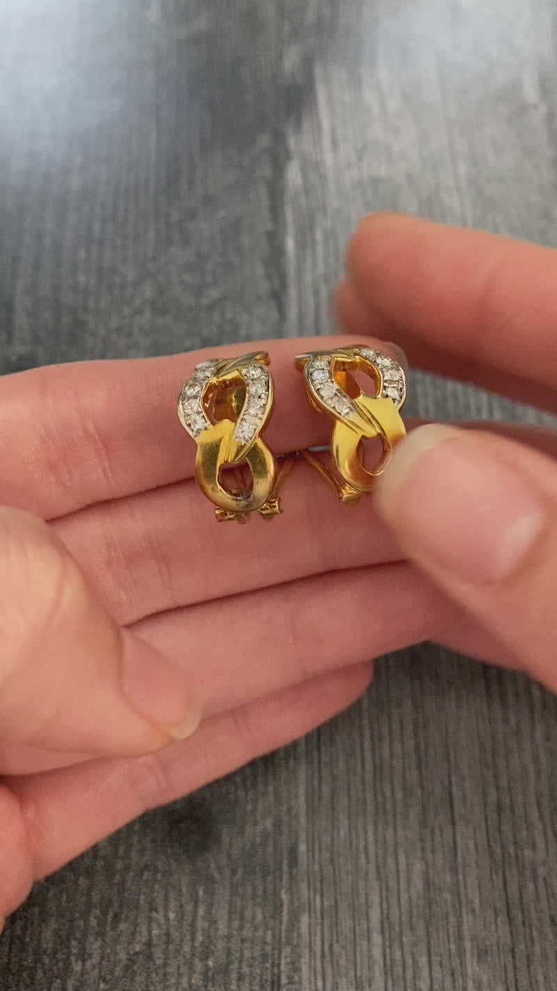 Vintage Diamond and 14K Gold Curb Link Earrings