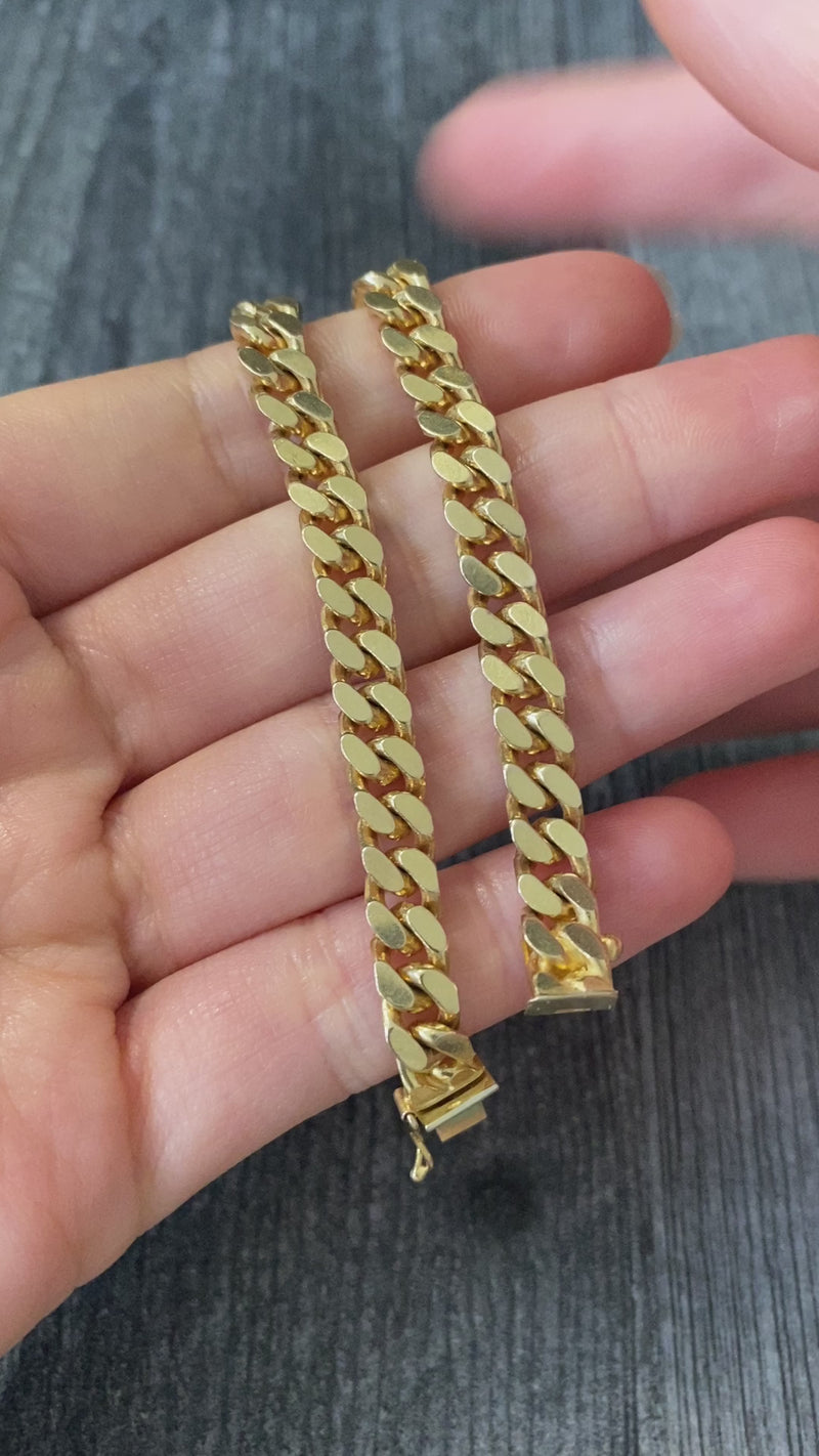 Vintage Solid 14K Gold Curb Link Bracelet, 34.2 Grams