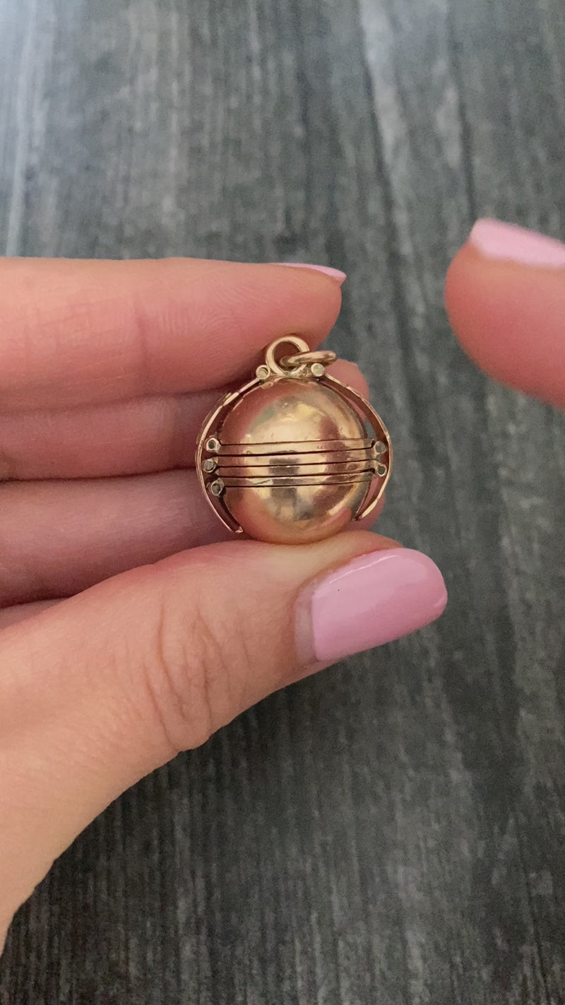 Victorian 14K Gold Orb Locket Charm, 23.8 Grams