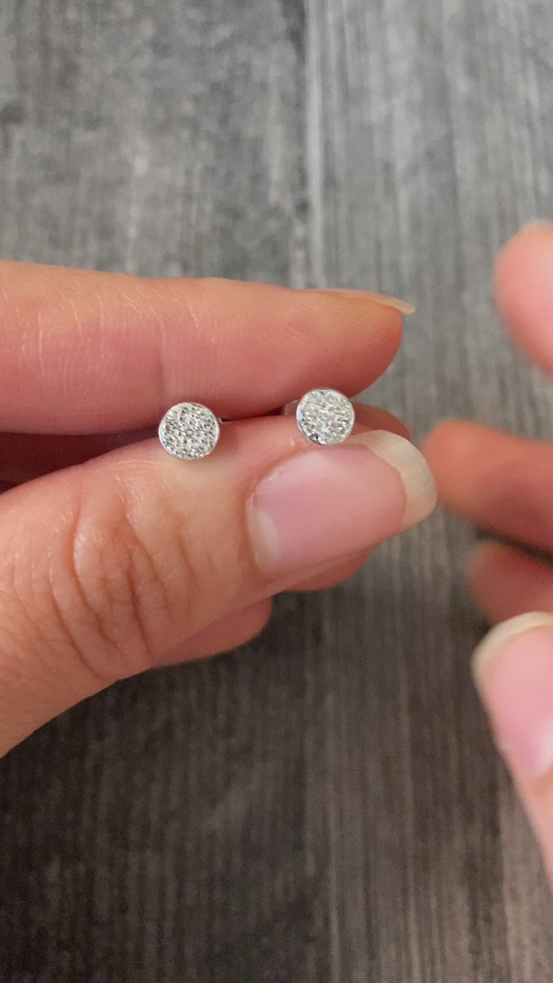 Small Diamond Cluster Round Stud Earrings