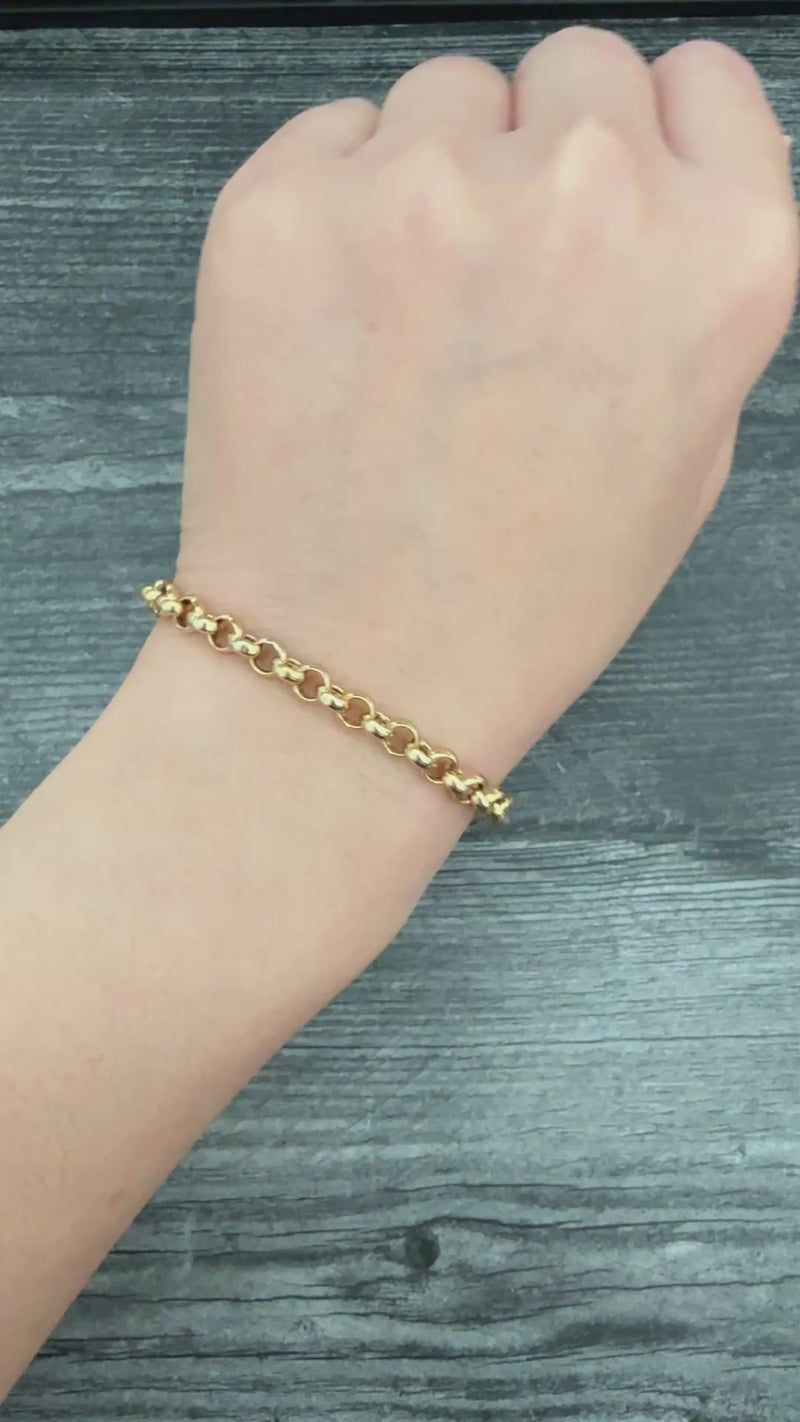 14K Gold Belcher Link Toggle Bracelet, 7.25” Long