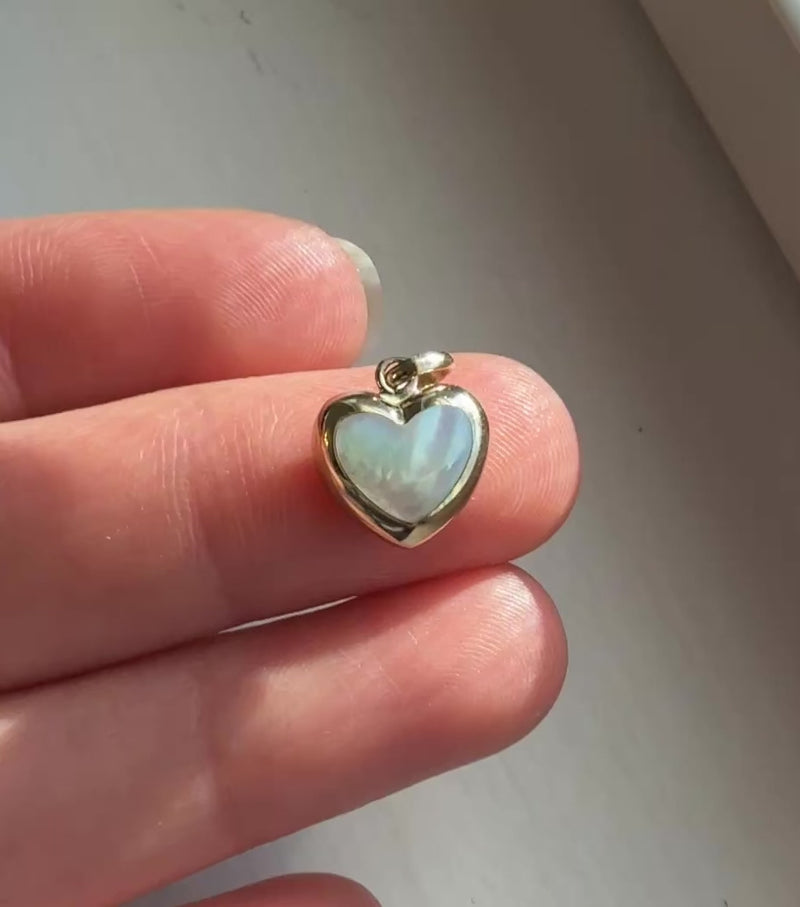 Puffy Heart Charm with Inlaid Mother of Pearl