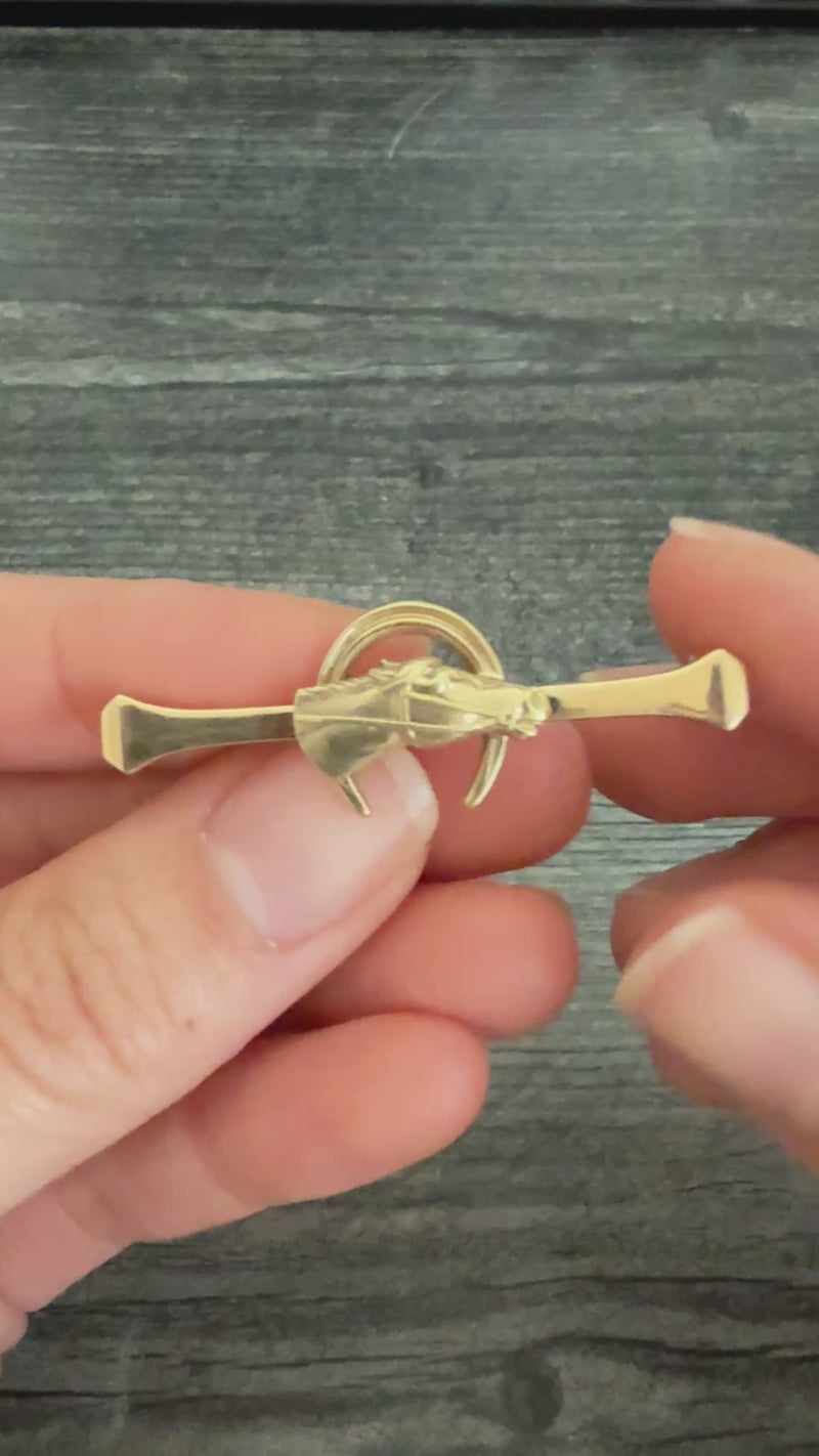 Antique 14K Gold Equestrian Horse Bar Pin