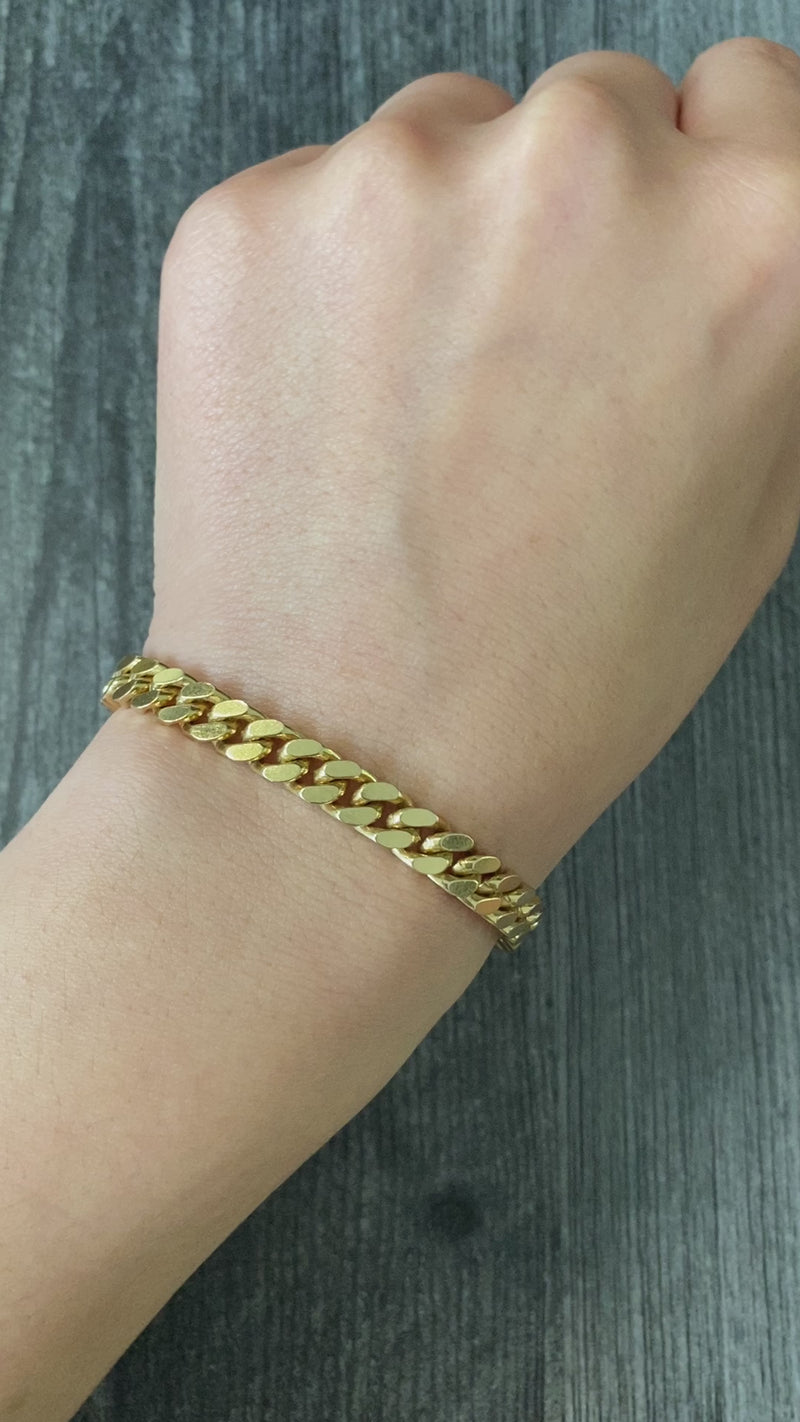 Vintage Solid 14K Gold Curb Link Bracelet, 34.2 Grams