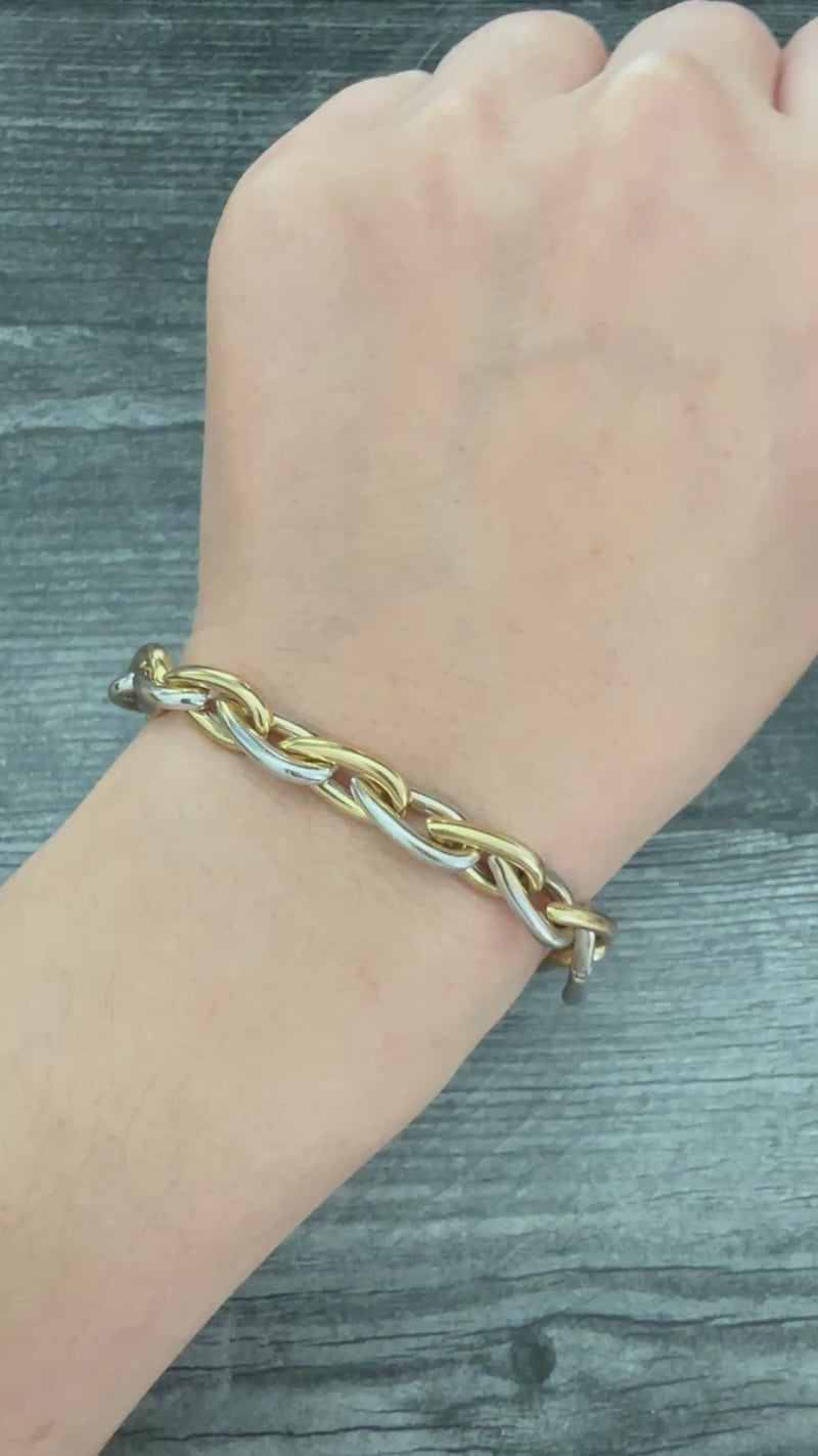 Vintage 14K Gold Paperclip Bracelet, 7.5” Long