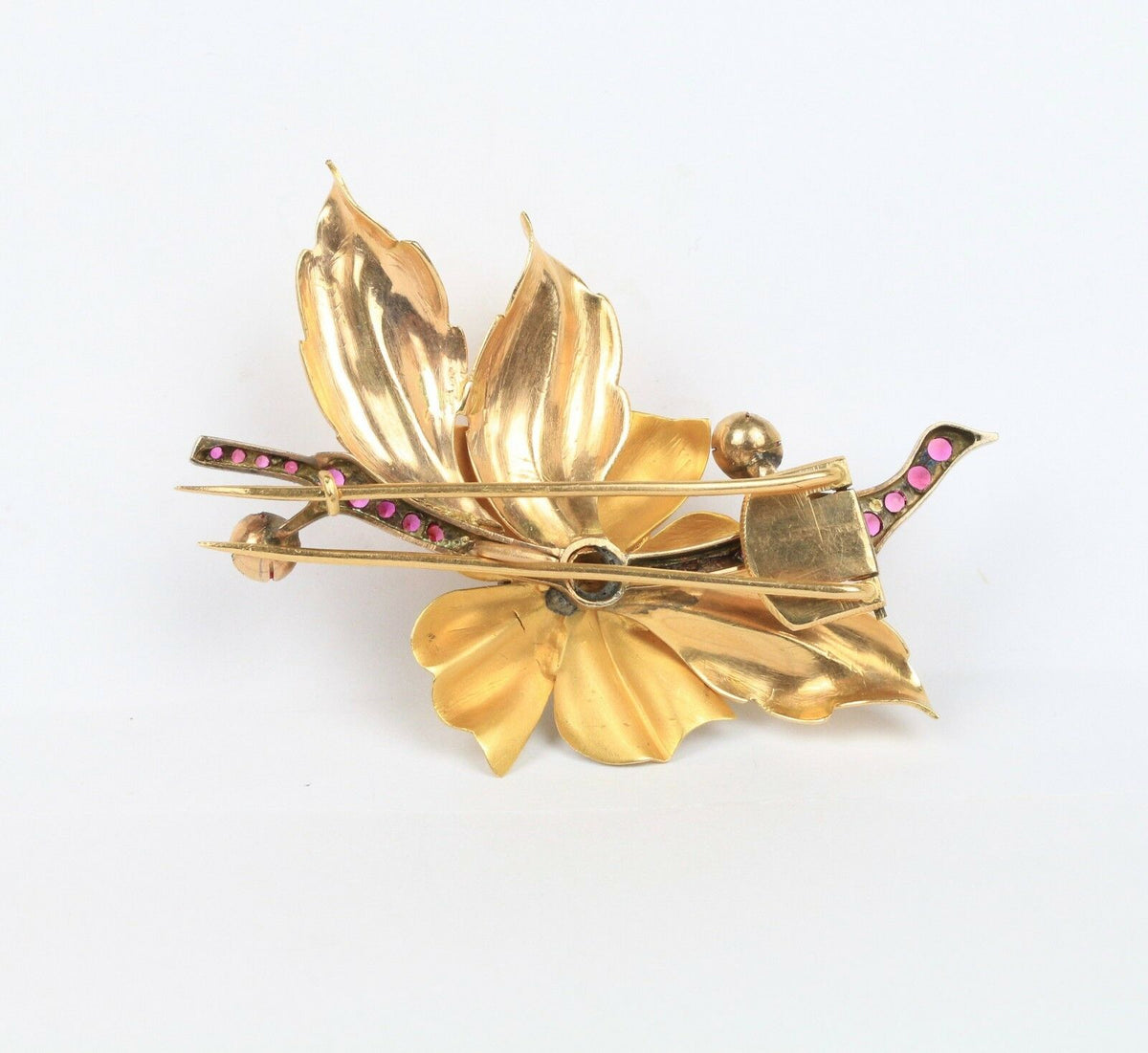 Retro Era Synthetic Ruby Star Flower Branch 18K Gold Brooch Pin – Alpha &  Omega Jewelry