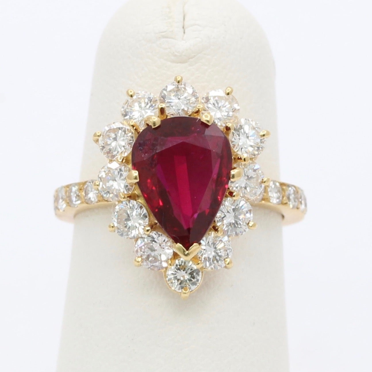 AGL Certified 1.98 Carat Ruby and 1.5 Carat Diamond Halo Ring