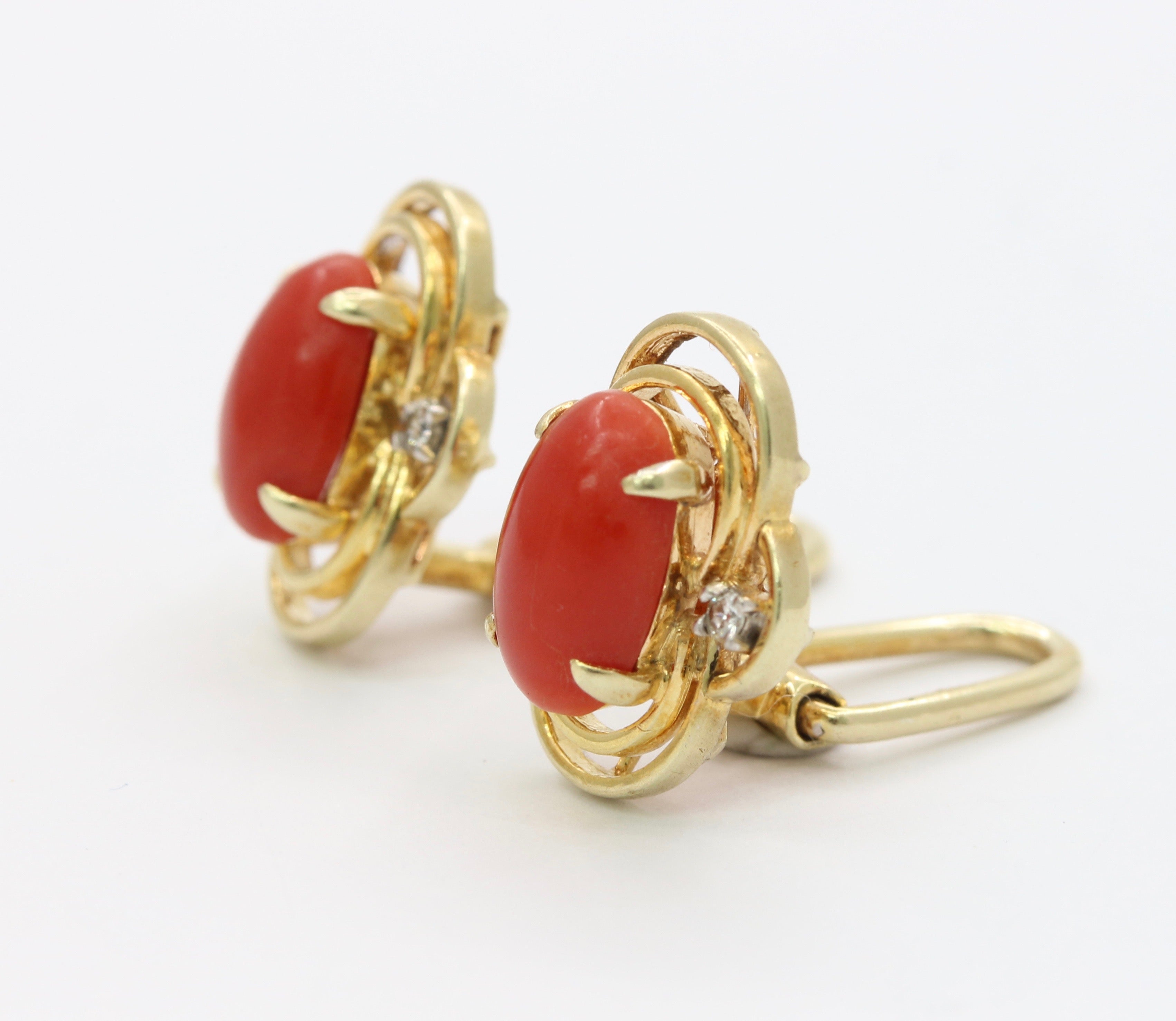 Red coral earrings 14k on sale gold