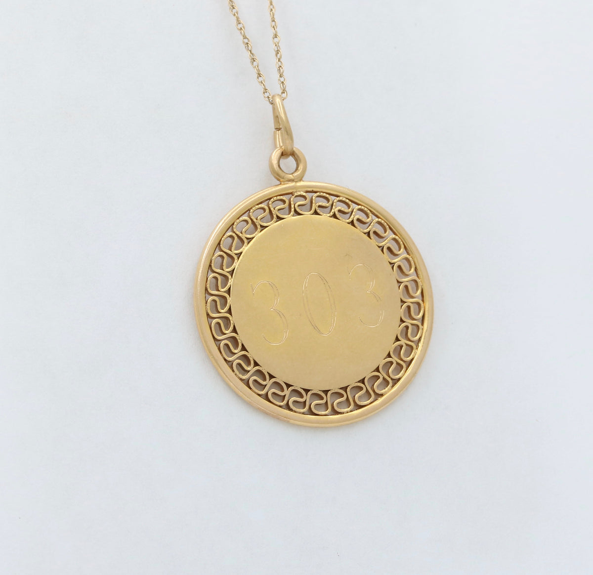 1 inch Engravable 14K Gold Monogram Disc Charm Necklace