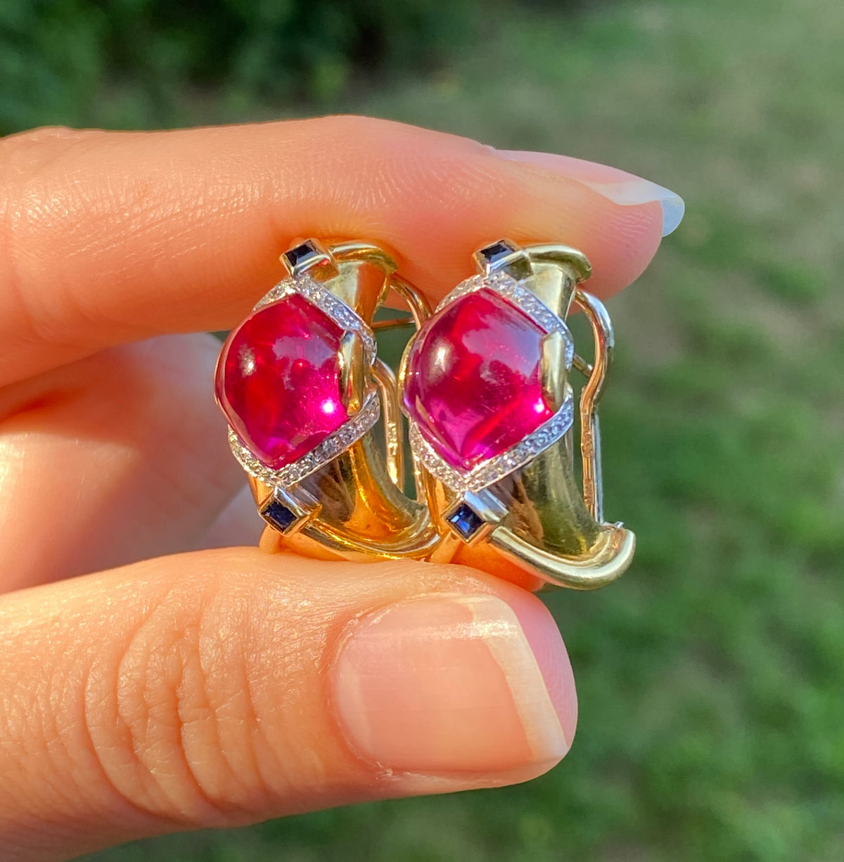 SYNTHETIC PINK SAPPHIRE AND DIAMOND RING
