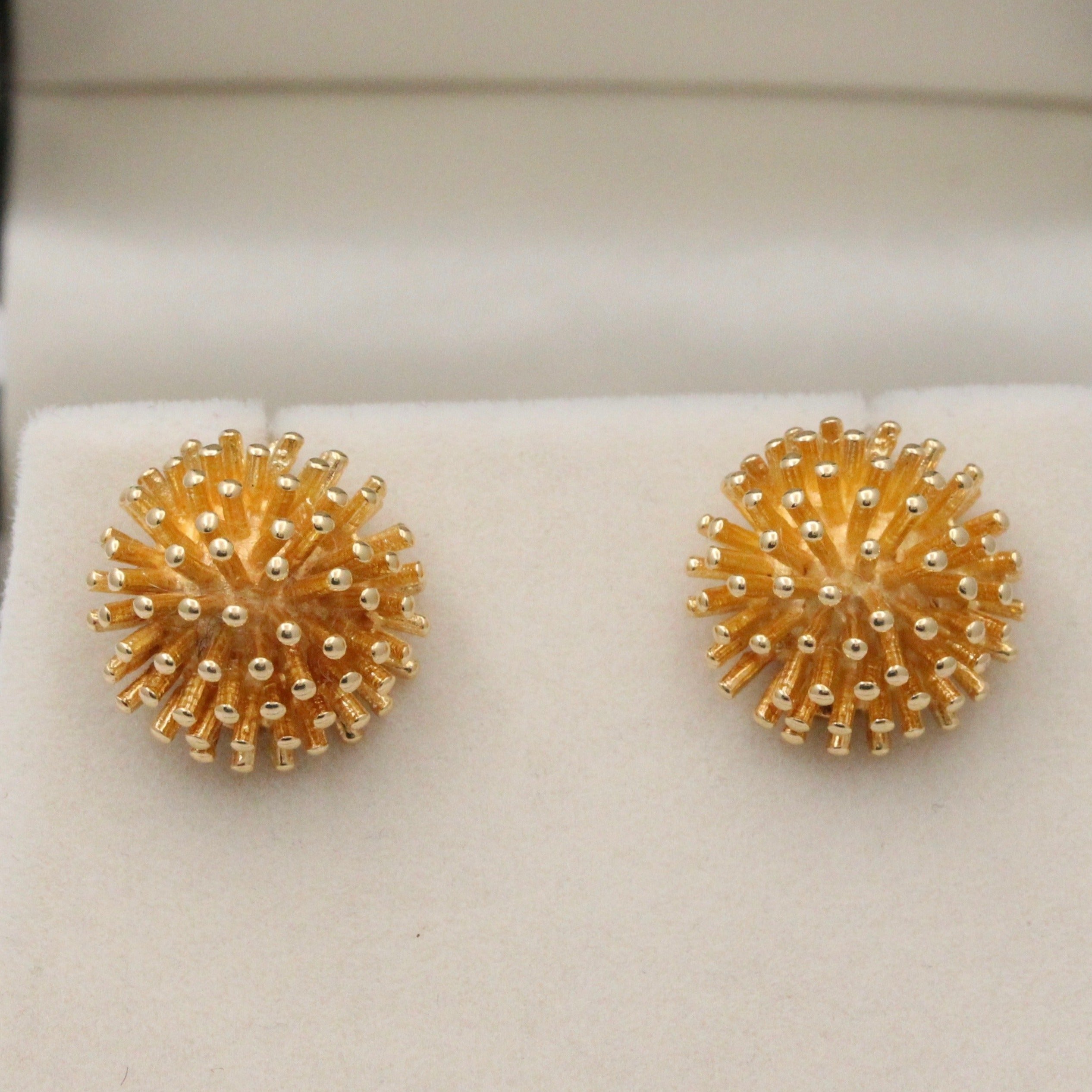 Vintage Krementz 14K Gold Spiky Sea Urchin Earrings – Alpha & Omega Jewelry