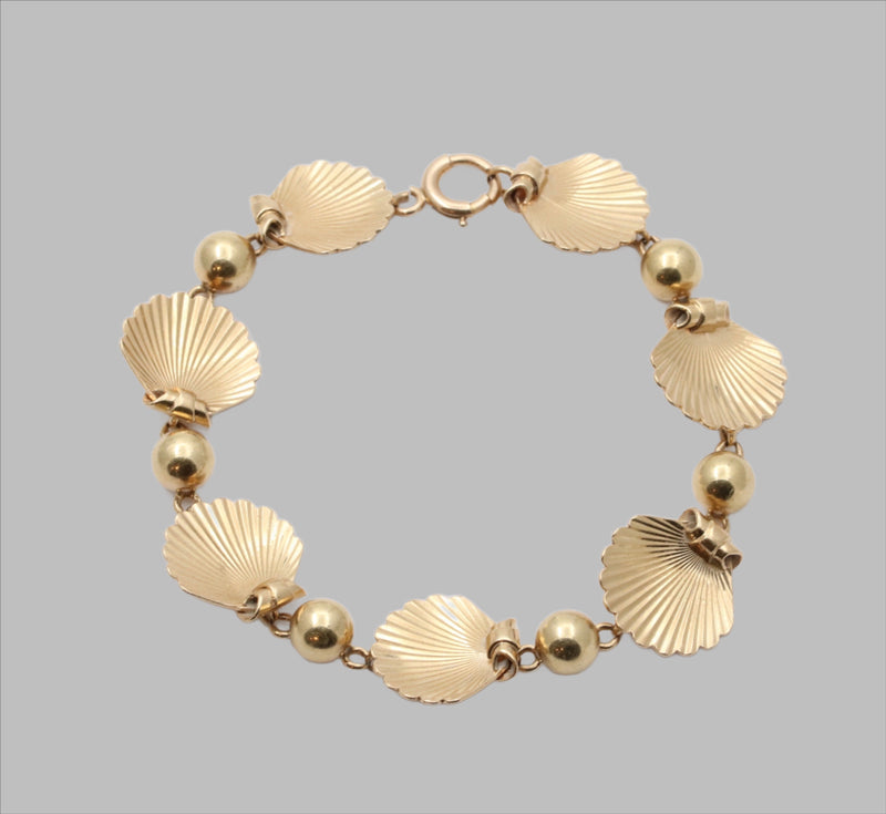 Coral Shells Spacers Bracelet// Gold Coral Bracelet// River Shells
